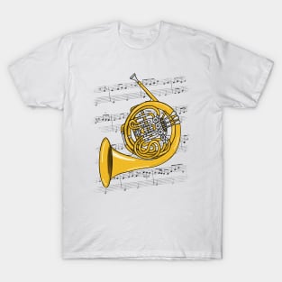 French Horn Player Hornist Brass Musician (Colour) T-Shirt